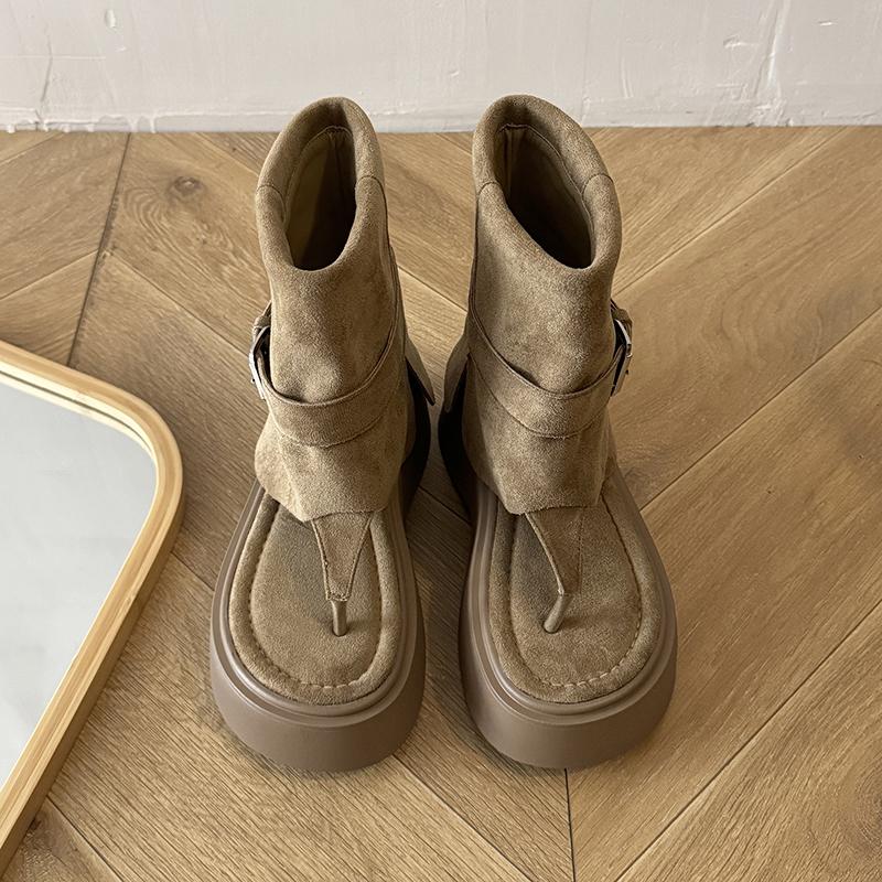 

Женские ботильоны на платформе, весенне-осенние, в стиле ретро, с закрытым носком, женские повседневные слипоны, сандалии-ботильоны 35 хаки