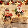 1 Set Christmas Wooden Ornaments with LED Lights, Santa and Snowman 3D Holiday Figures, Battery Operated ,AAA x 2, Not Included, Festive Home Decor,