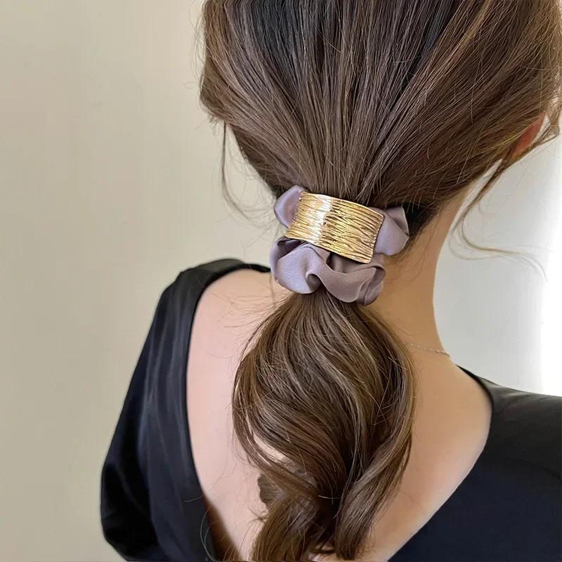Coreano metallo satinato intestino crasso anello elastici per donna elastici per capelli corda per capelli ragazze coda di cavallo copricapo accessori per capelli