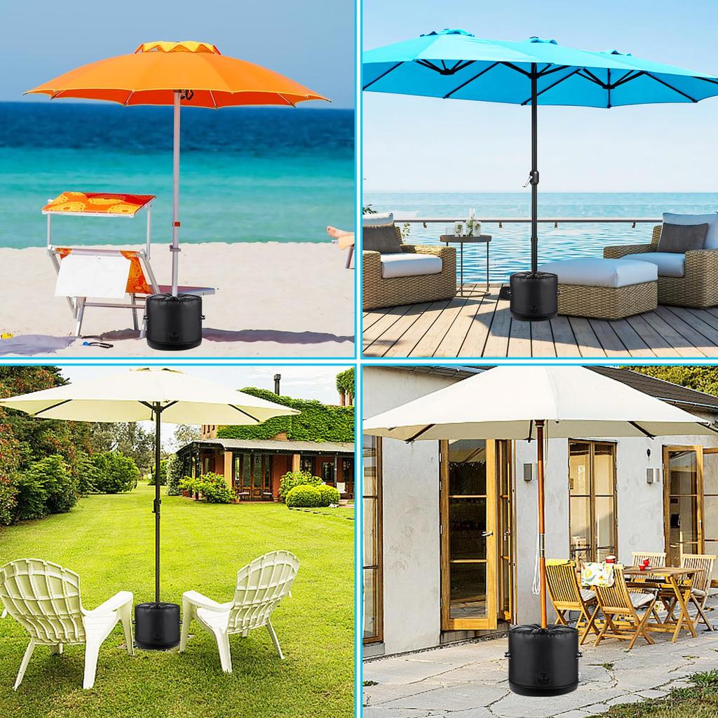 Parasol Base Stand 40L PVC Water-Filled Type Umbrella Base Weight Bag with Handle Tent Fixing Weight Bag Garden Parasol Stand Windproof Foldable Banne