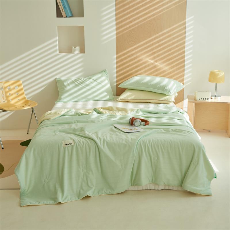 New Waffle Patterned Cool Feeling Summer Comforter Single PackSkin-friendly Soft Breathable and lightweightMachine Washable