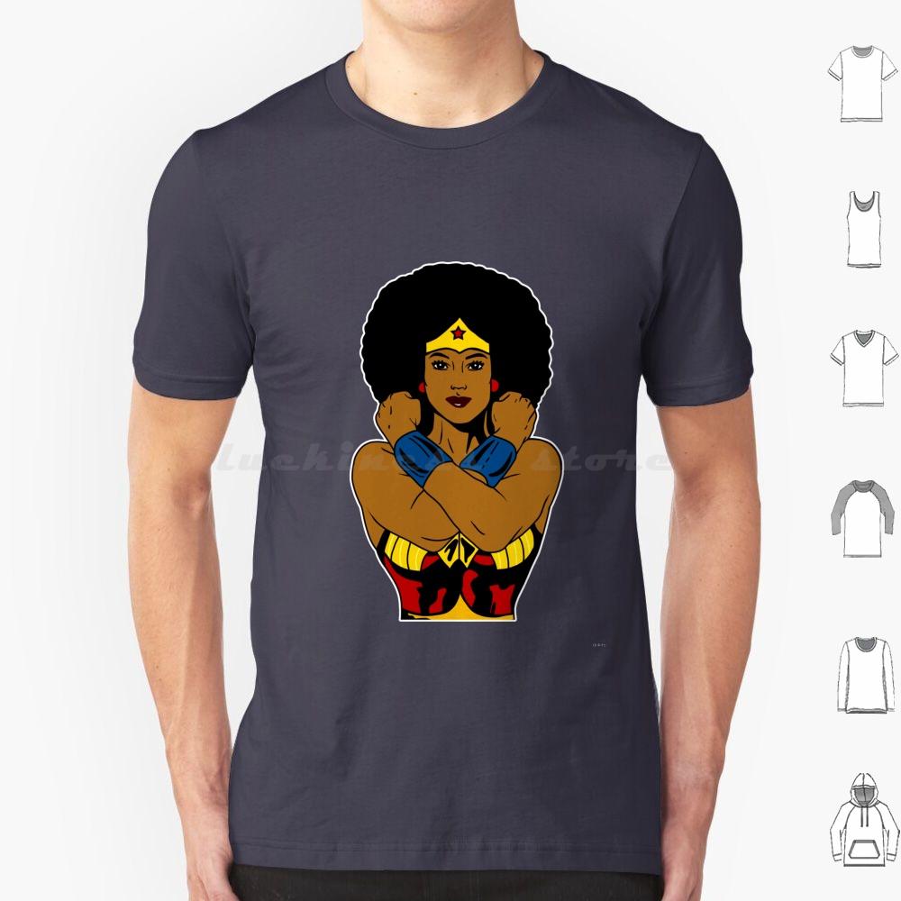 Strong Black Superhero Woman Afro Melanin T Shirt 6xl Cotton Cool Tee African American Africa Afro American Superhero Black