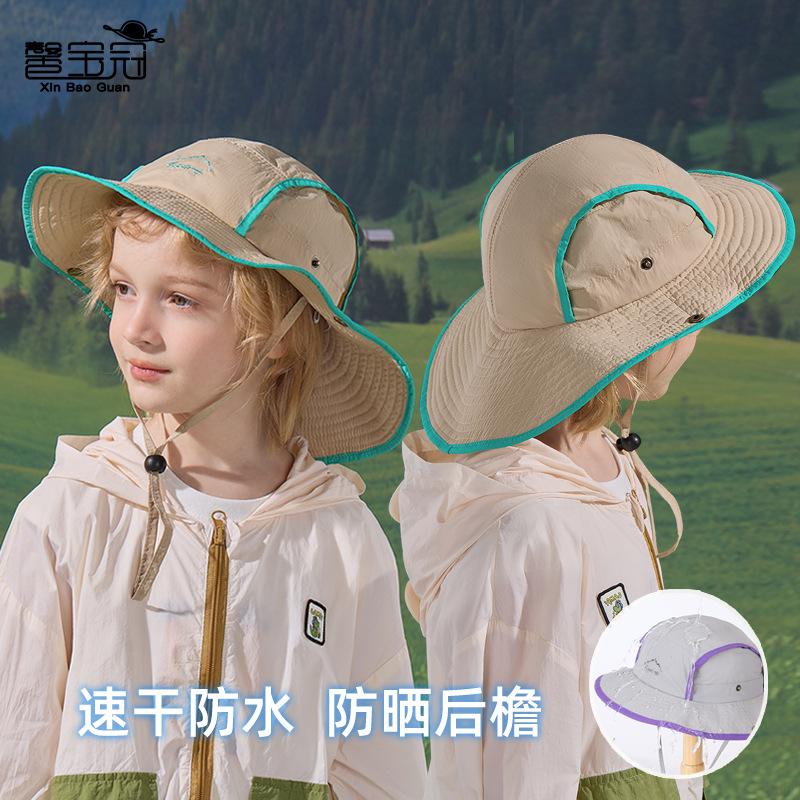 Children's Hat Summer Travel Sun Hat Quick Drying Waterproof Big Brim Bucket Hat Boy Outdoor Mountaineering Sun Hat