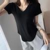 Pure Desire Wind V-neck Pocket Short-sleeved T-shirt Women's Summer New Popular Hot Girl Loose and Thin Top