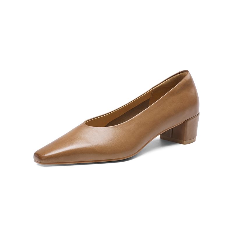 Fashion Genuine Leather Square Toe Shoes for Women High Heeled 2025 Spring Autumn Newest Pumps Wedding Party Shoes Woman Office Pumps
