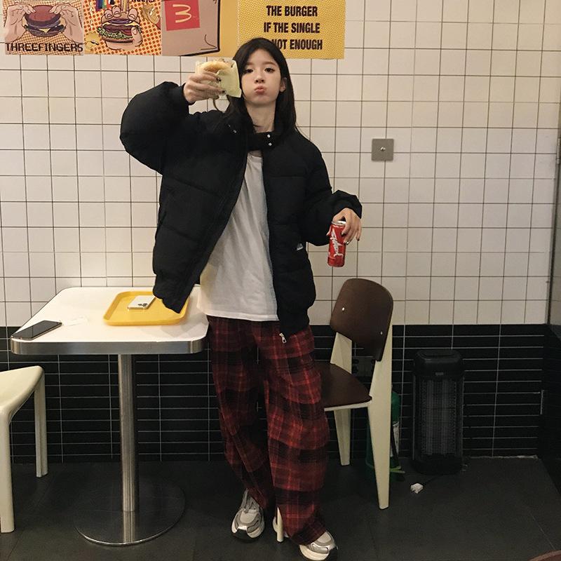 

Пуховик с хлопковой подкладкой, женский короткий стиль, новая маленькая модель пальто-буханки, утолщенный корейский стиль, свободный пуховик с хлопковой подкладкой XXL чёрный