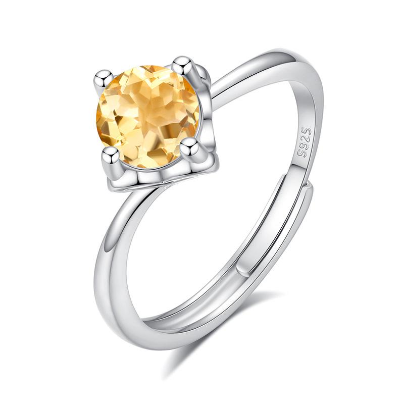 S925 Sterling Silver Four Claw Garnet Ring Natural Crystal Stone Fashion Minimalist Women Daily Fine Jewelry