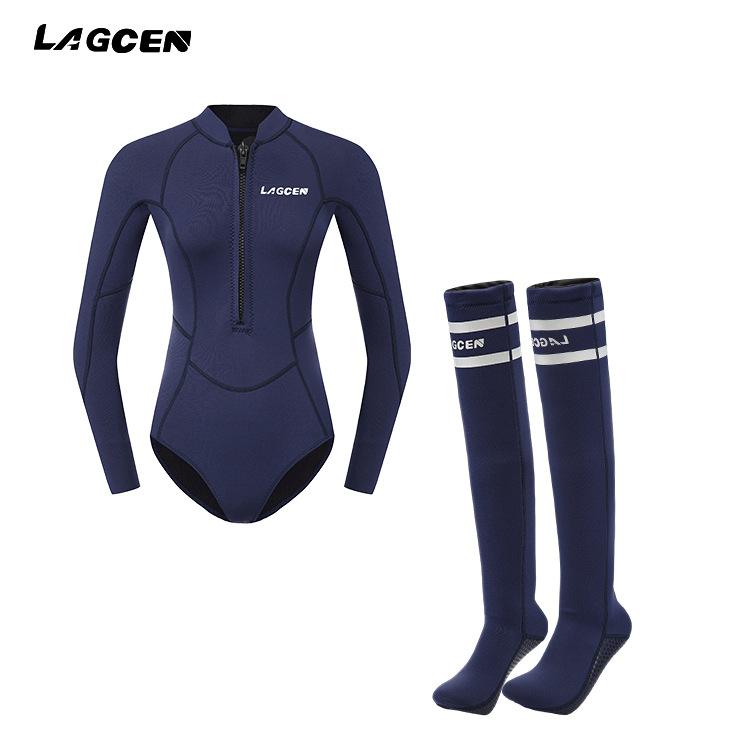 3MM Neopren Neoprenanzug Damen Einteiler Langarm Bikini Schlanker Badeanzug Damen Surfanzug
