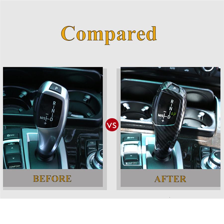 Black Carbon Fiber Look Gear Shifter Trim Cover For BMW 1 3 5 7 Series X3 X4 X5