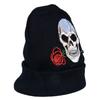 Unisex Embroidered Skull Rose Wool Cap Fashion Knitted Outdoor Warm Hat for Winter Autumn
