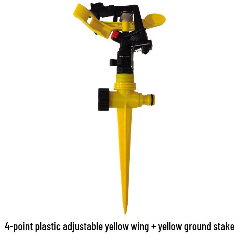 Ground-Mounted 360° Rotating Plastic Lawn Sprinkler with Adjustable Oscillating Arm for Vegetable & Flower Gardening.