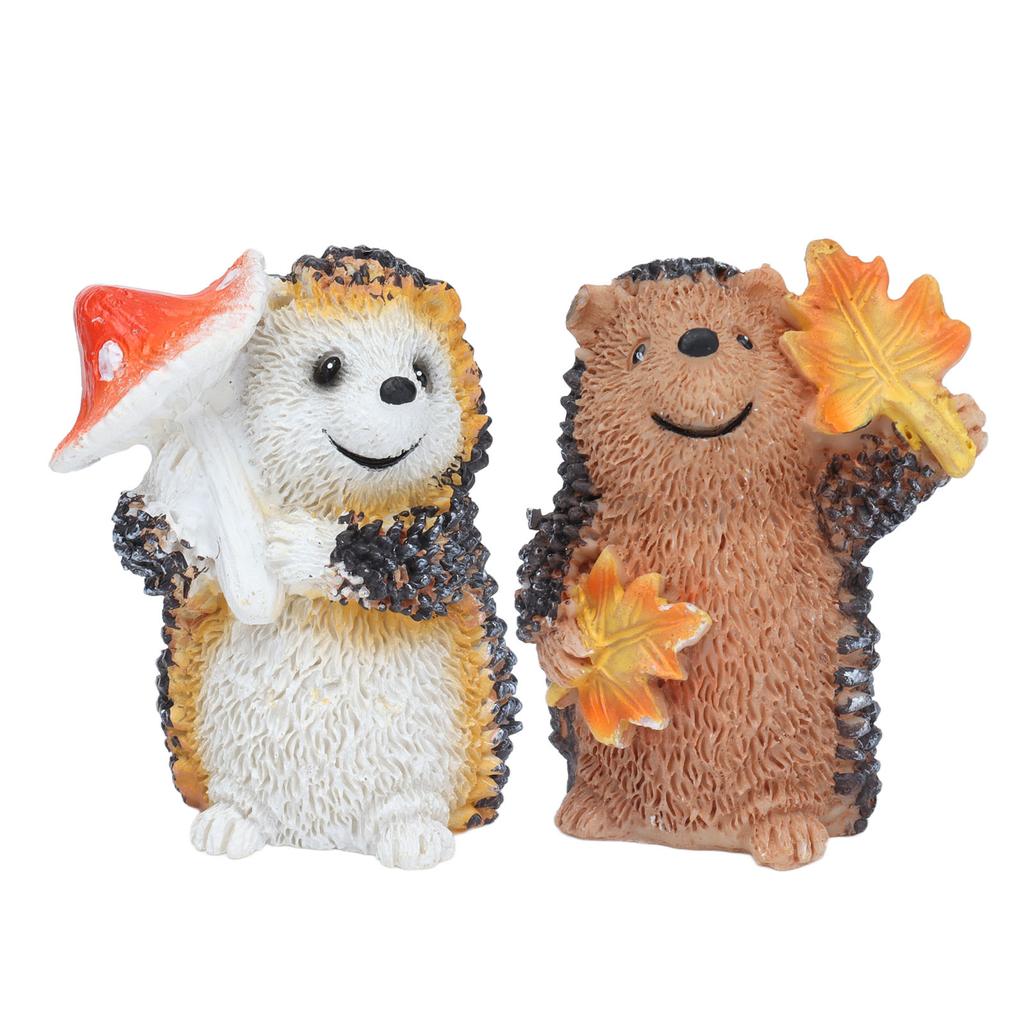 1 Pair Resin Hedgehog Ornament Micro Landscape Animal Decoration for Birthday Bedroom Study
