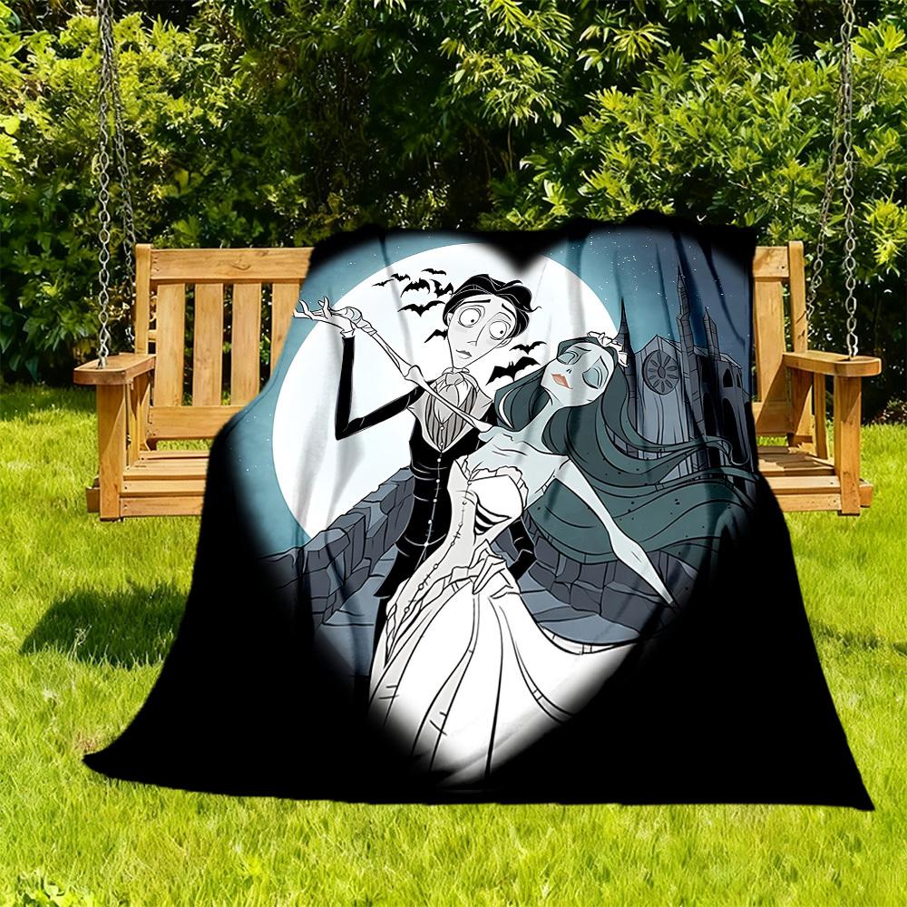 

1PC Corpse Bride Outdoor Blanket Lightweight Flannel, Soft & Warm, All-Season Use for Sofa, Outdoor, Camping, Living Room, Office095 130x150cm