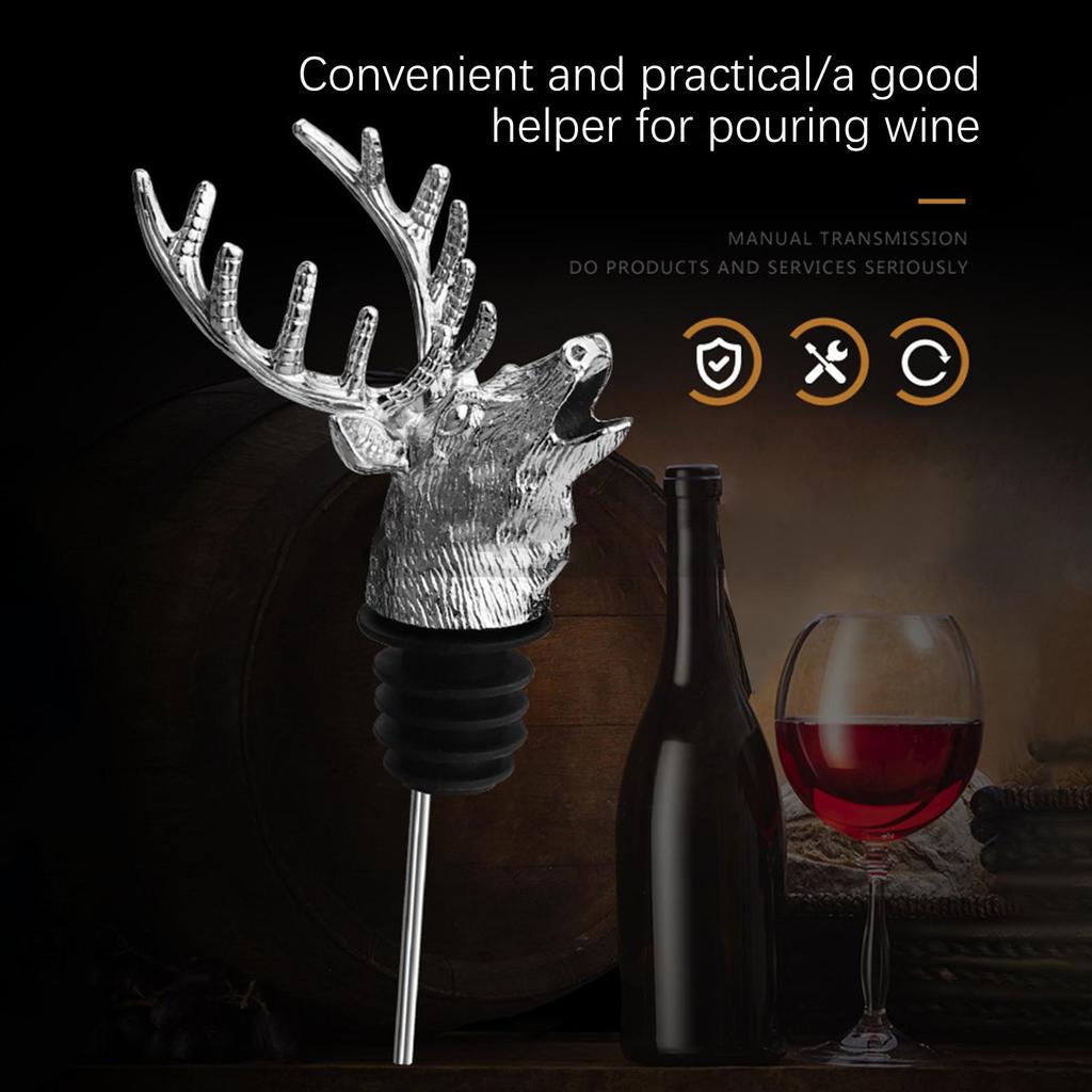 Deer Head Wine Pourer, Alloy Fancy Wine Pourer, Deer Head Spout, Animal Head Wine Infuser.