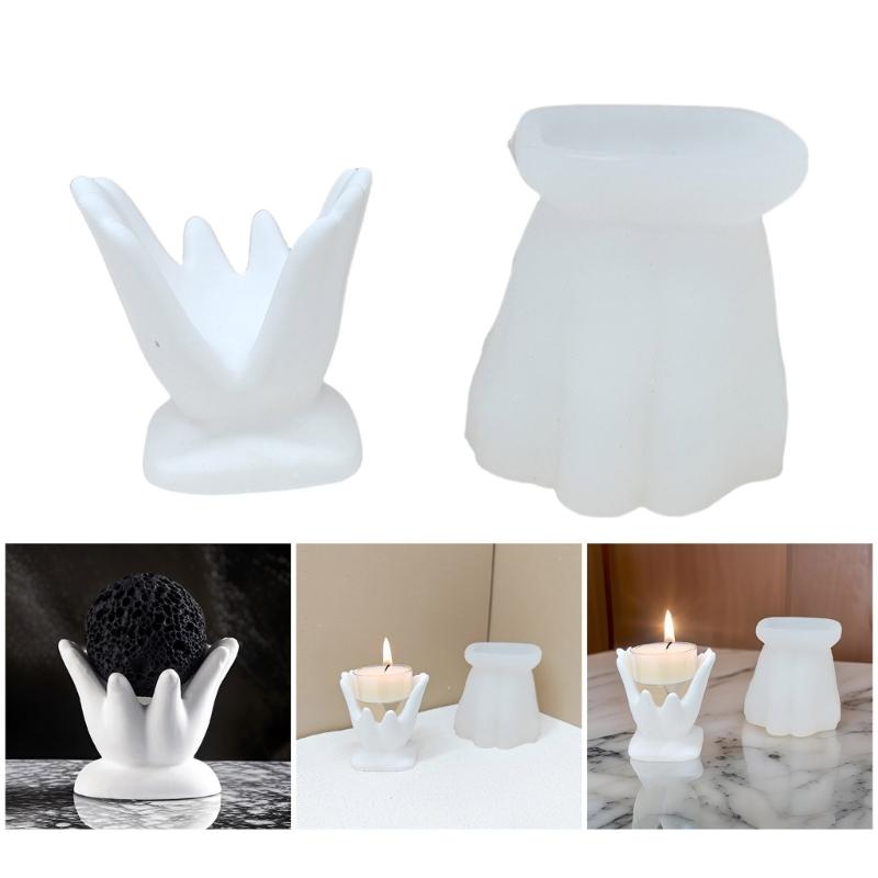 Silicone Candlestick Decoration Mould Artistic Hand Candlestick Silicone Moulds for Custom Resin Home Ornaments