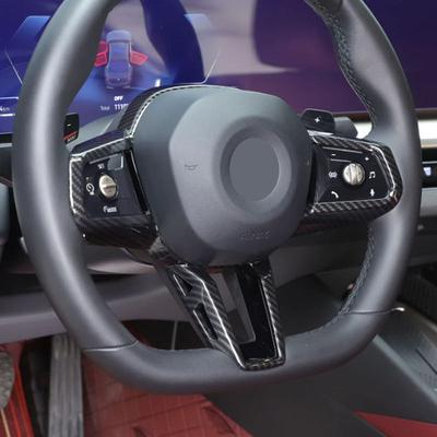 Car For BMW 5 Series G60 2024 2025 Carbon Fiber Texture Accessories ABS Interior Steering Wheel Panel Frame Cover Trim