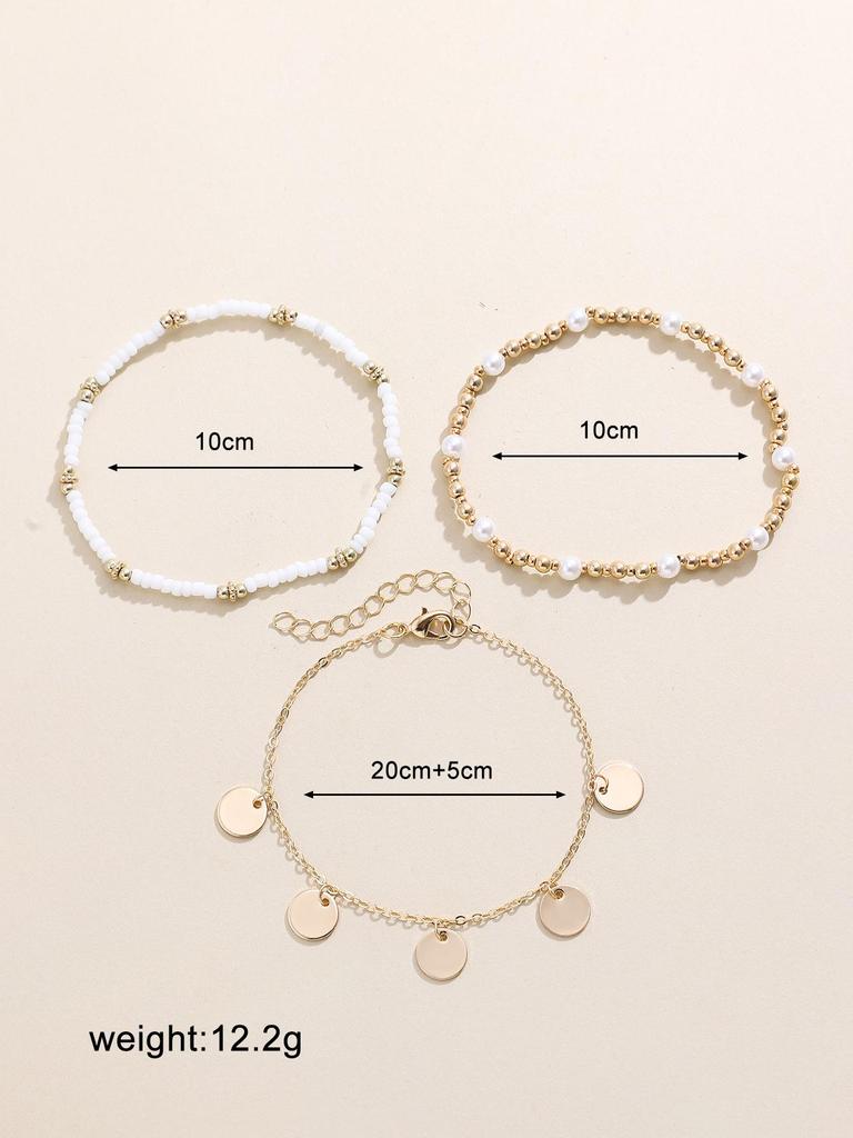 14K Gold Crystal Teardrop Pendant Tassel Bracelet & Anklet Set