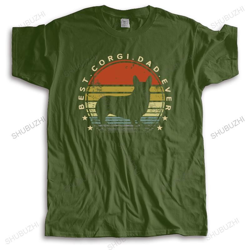 Male Streetwear T-shirt Cotton T Shirt Men Crew Neck Tops BEST CORGI DAD EVER Bigger Size Summer Loose Top Gift Black Tee-shirt