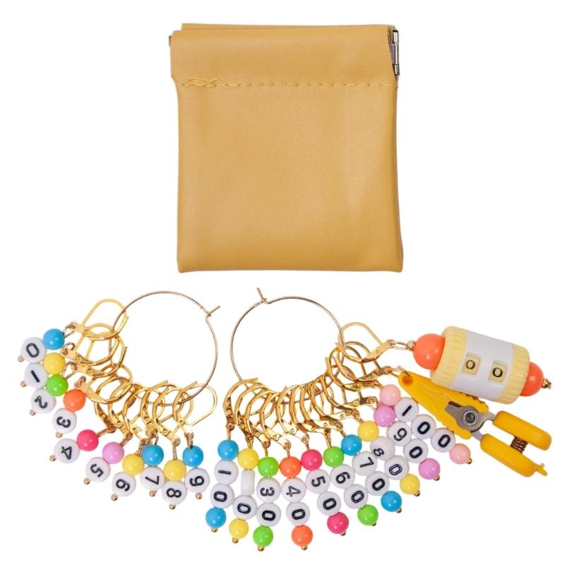 

10PCS Number Stitching Marker Charm Locking Crochet Stitching Marker with Knitting Counter Scissors for Knitting Weaving