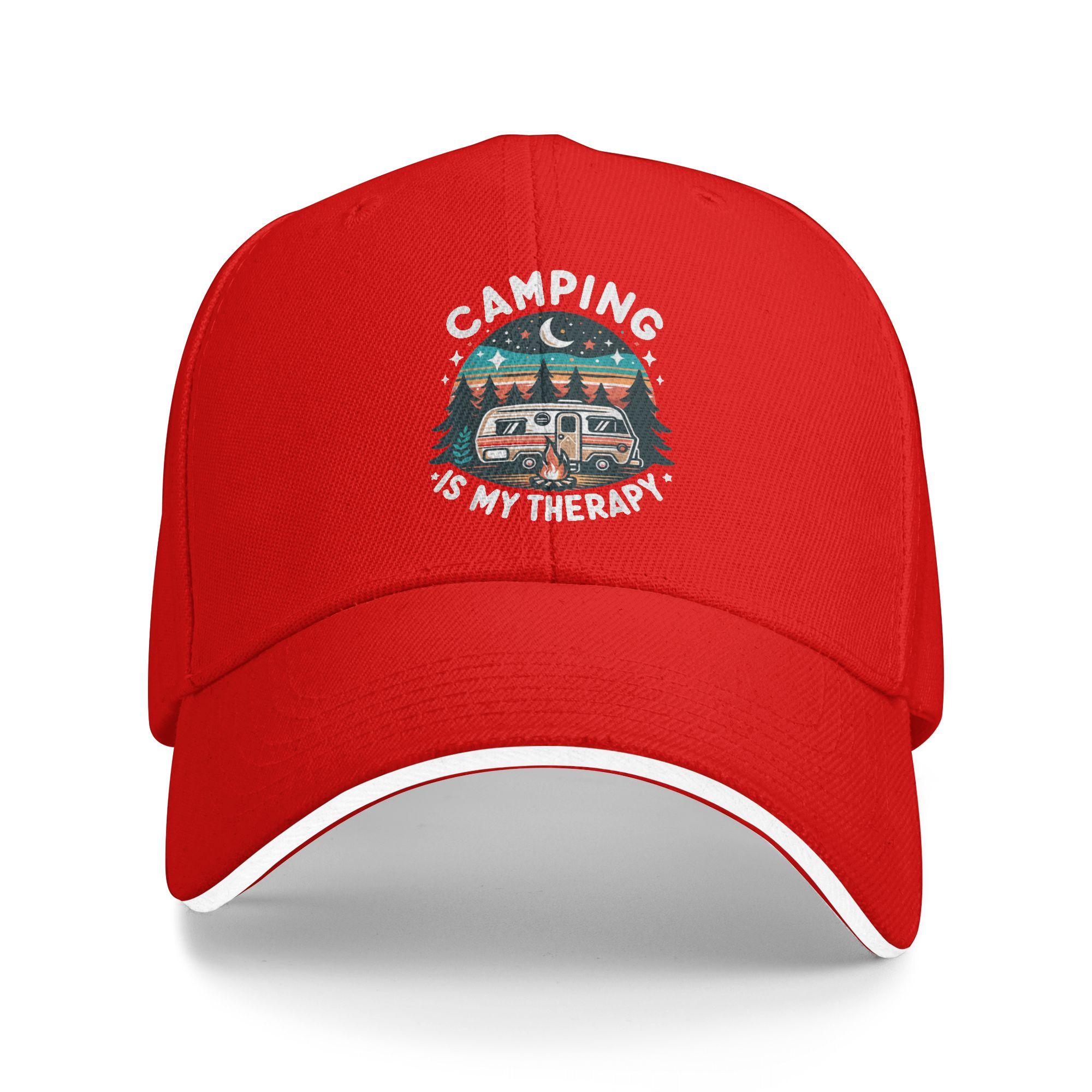 Camping is My Therapy Baseball Cap Couple Women Print Trucker Hat Summer yk Funny Outdoor Gym Wholesale Baseball Caps One Size