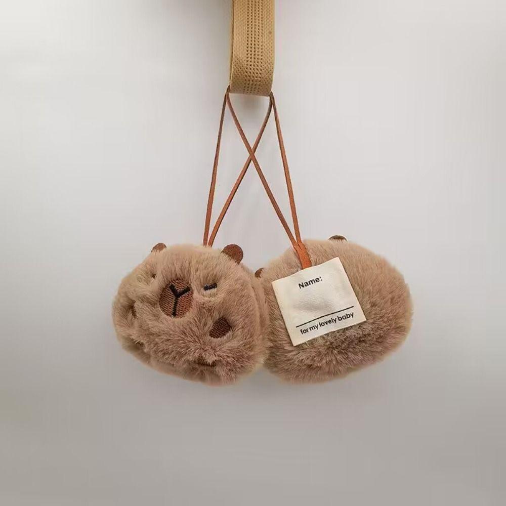 Brown Cell Phone Chain Furry Car Pendant Name Sticker Plush Pendants Bag Decoration