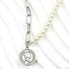European and American Minimalist Fashion, English Queen Portrait Coin Necklace, Pendant, Asymmetrical Pearl Necklace Pendant