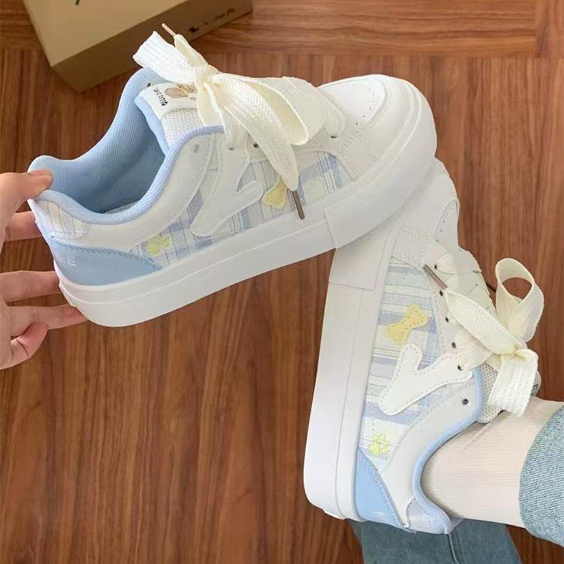 

Милые повседневные кеды 2025 года, новая дофаминовая платформа, белые туфли, туфли-хлебцы, спортивные 40 светло-синий