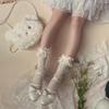 Women's Summer Spring Cotton Socks Thin White Lolita Lace Stocking Black Jk Bow Sweet Mid-leg Calf Socks Sweet Style Girls Gift