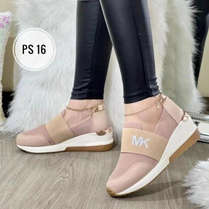 New sports and leisure single shoes women's slope heel elastic wind lazy shoes