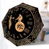 1pc Clock Ancient Pattern Automatic Folding Umbrella, Lightweight Retractable Compact Travel Umbrella, 8-Rib Sturdy Frame067
