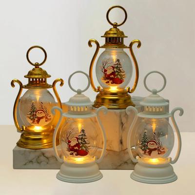 Vánoční lucerna Santa Claus Sněhuláci Vintage Přenosná domácí dekorace na baterie Bezplamenná elektronická lampa na svíčku Noční osvětlení Party doplňky