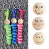 20Pcs Smiles Wood Beads Natural Wooden Beads for Crafting, Hole Round Wooden Smiles Face Beads Set for DIY Decorations