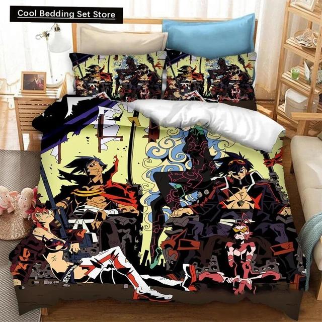 

Anime Tengen Toppa Gurren Lagann Bedding Set Duvet Cover set Comforter Cover set King Queen Size for boys teens gift Bed linen EU Twin(135x200cm)