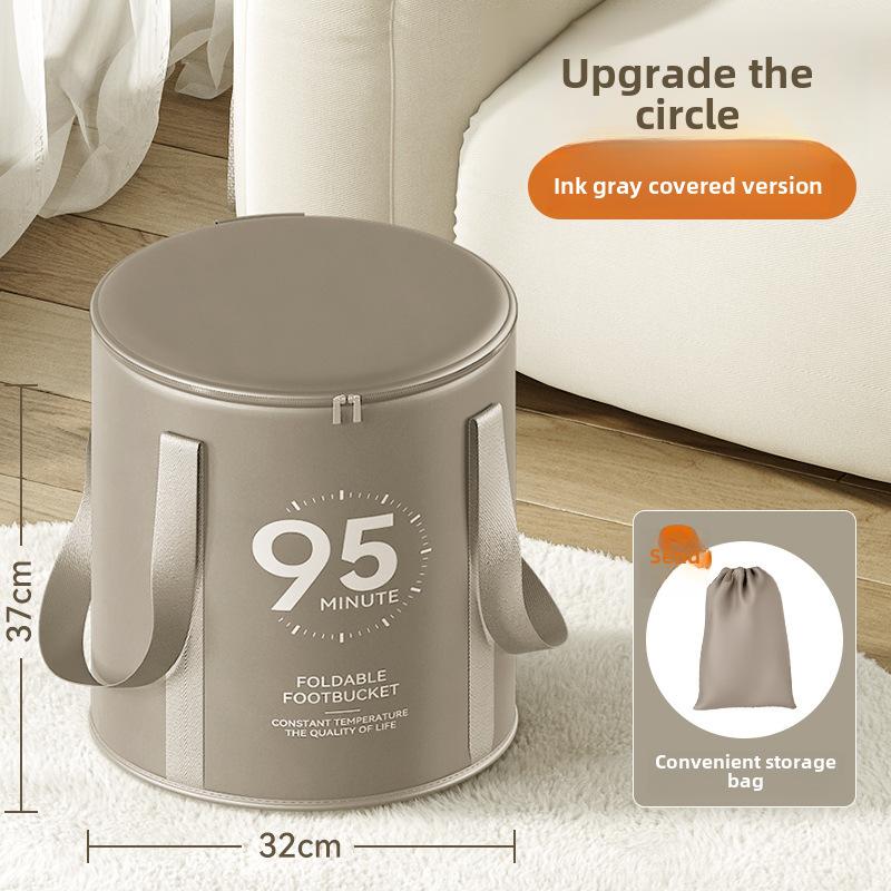 Portable Folding Foot Bath Tub, Collapsible Foot Soaker with Lid, Deep Foot Spa Bucket for Home Travel