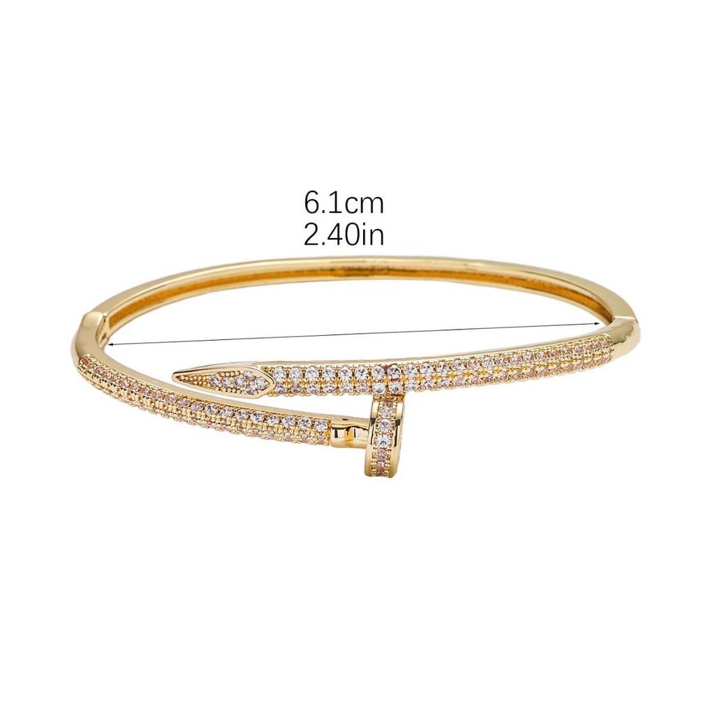 2024 European-American Style Zircon Alloy Open Bangle