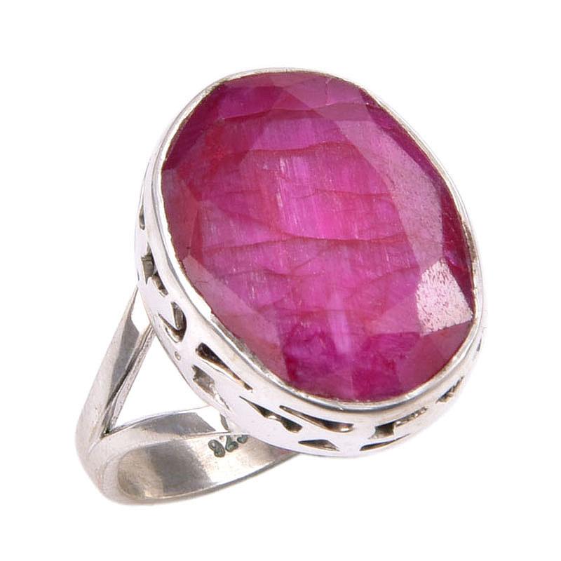 Red Ruby(Simulated) Gemstone Handmade 925 Sterling Silver Jewelry Ring S.9 K1z78