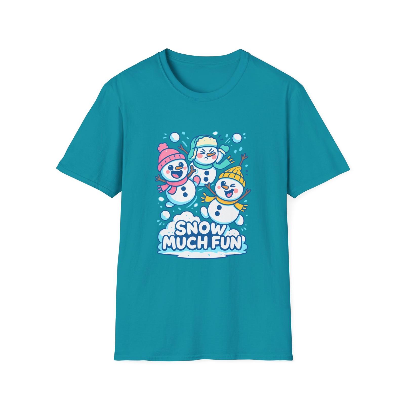 Unisex Softstyle T-Shirt Mens Womens Tees Top Playful Snowmen Snowball Fight Vibrant Hats  Christmas 3XL