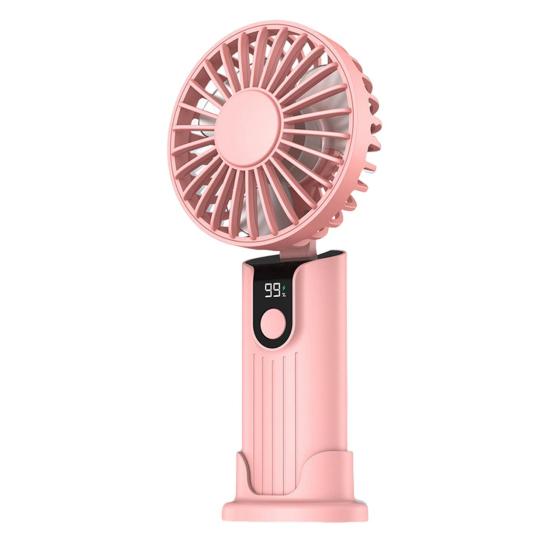 

Ручной вентилятор охлаждения с цифровым дисплеем, бесщеточным двигателем, 3 регулируемыми скоростями, мощным воздушным потоком, перезаряжаемым настольным вентилятором, персональным охладителем воздуха розовый