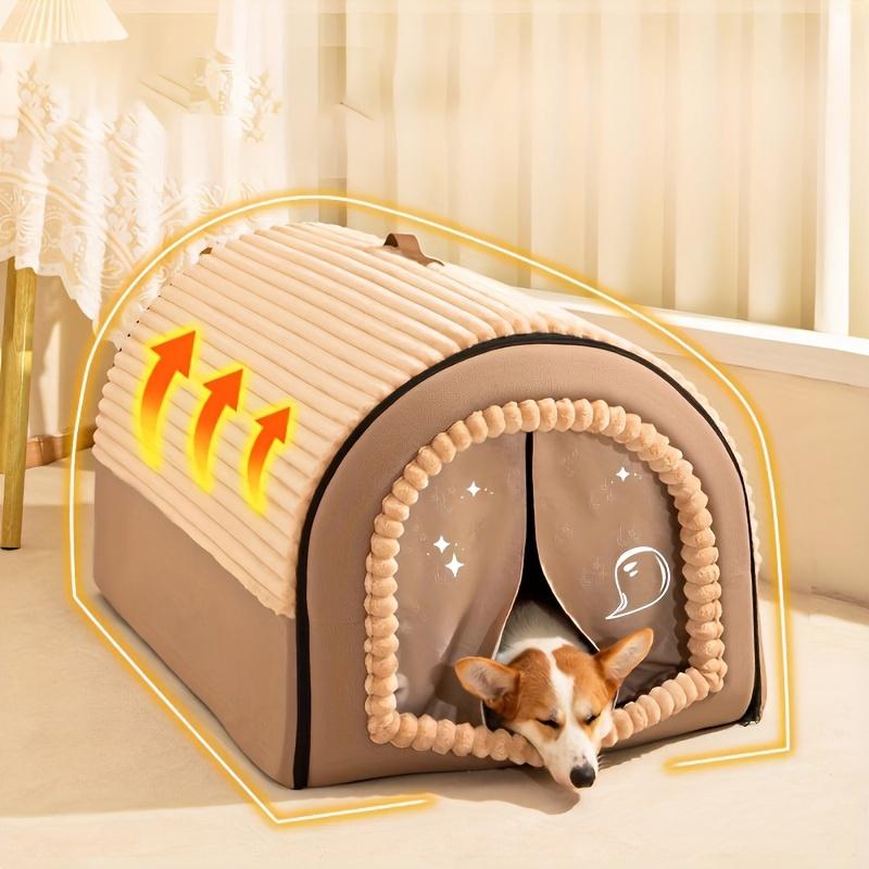 Winter Enclosed Pet Bed Thickened Portable Dog House & Cat Tent with Washable Bedding Needed Bed for Small Medium Large Dogs