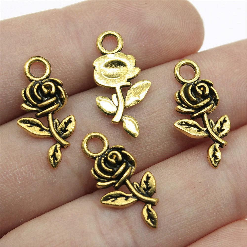 Charms Rose Lotus Pendants Wedding Jewelry Findings QC107