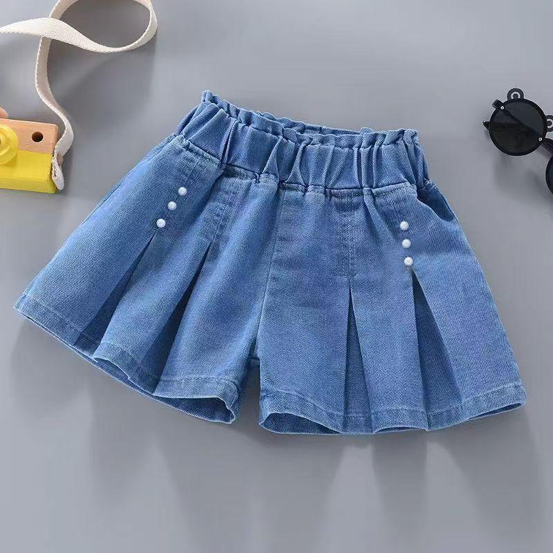Neue Mädchen Jeansrockhosen Sommer Ausländische Shorts Kinder Faltenhosen Mode Koreanische Version von Kinderkleidung