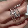 925 Sterling Silver Rings For Women Geometric Fine Jewelry Finger Adjustable Interline Cross Ring For Party Birthday Gift