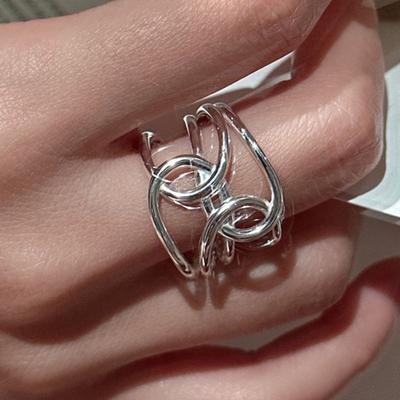 925 Sterling Silber Ringe für Damen Geometrischer Feinschmuck Fingerverstellbar Interline Kreuzring Für Party Geburtstagsgeschenk