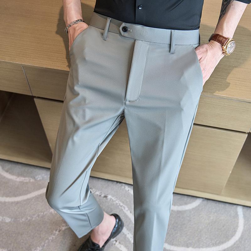 Douyin Hot-selling Model, Summer New Thin Casual Pants, High Elasticity and Ice-cool Men's Versatile Nine-point Pants Men's