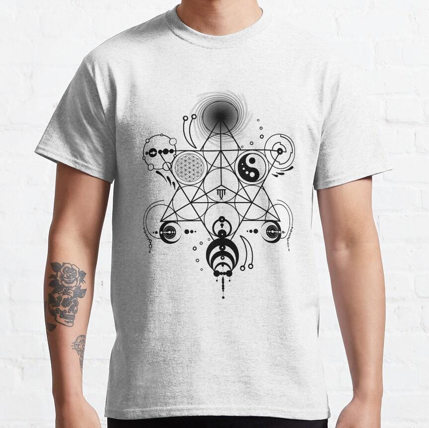 Aum Mandala Sacred Geometry T-Shirt for Men Spiritual Magic Zen Symbol 100% Cotton Printed T Shirt for Man Plus Size Clothing