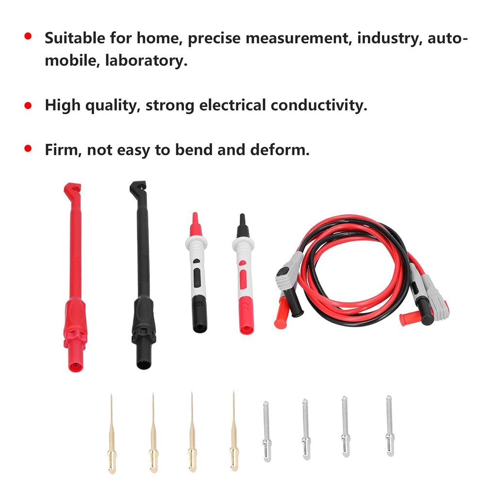 P1033B Banana Plug Test Leads Kit, Replaceable Needle & Hook Probes for Multimeter, High Conductivity Brass & Silicone, Ideal for Home, Lab, Auto &