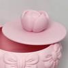 Jewelry Storage Box PLA Plastic Double-Layer Stackable Design Soft Pink Jewelry Holder with Bow Pattern Portable Jewelry Organizer Gift