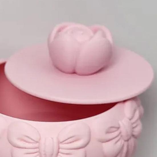 Jewelry Storage Box PLA Plastic Double-Layer Stackable Design Soft Pink Jewelry Holder with Bow Pattern Portable Jewelry Organizer Gift