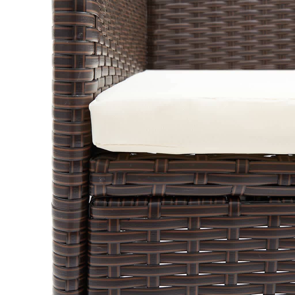9 piece garden dining set with cushions poly rattan brown