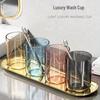 High-End Transparent Mouthwash & Toothbrush Cup Set for Family and Kids